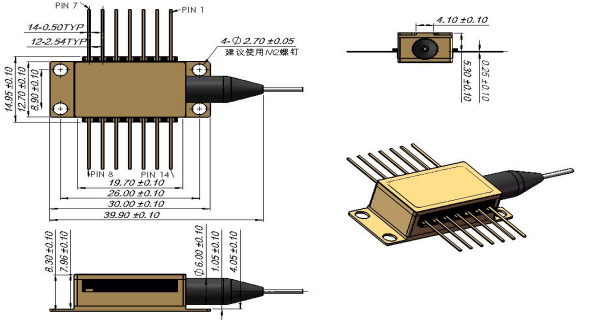 Moisture H2O Sensing DFB Laser 1392nm Wavelength Butterfly Type 14 Pin